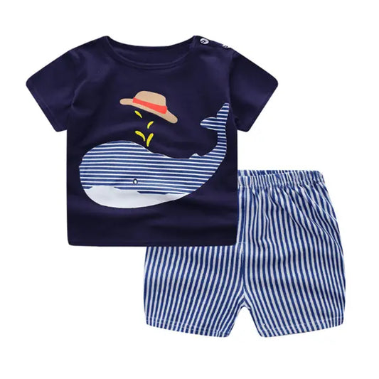 Cartoon Clothing Baby Boy Summer Clothes T-shirt Baby Girl Casual Clothing Sets - Posadas