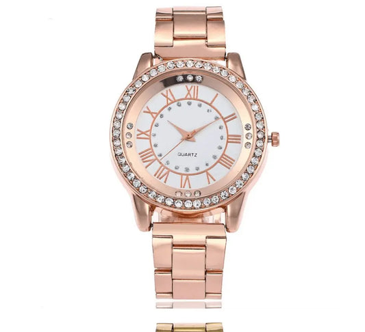 Vansvar Brand Rose Gold Watch Luxury Women Dress Rhinestone Quartz Watch Casual Women Stainless Steel Wristwatches Female Clock - Posadas