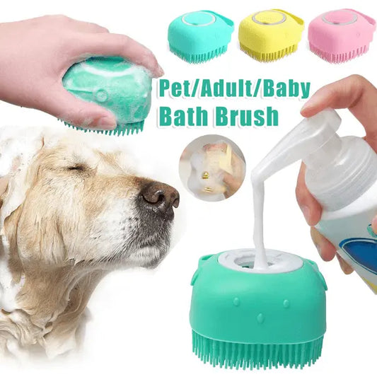 Silicone Dog Bath Massage Gloves Brush Pet Cat Bathroom Cleaning Tool Comb Brush For Dog Can Pour Shampoo Dog Grooming Supplies - Posadas