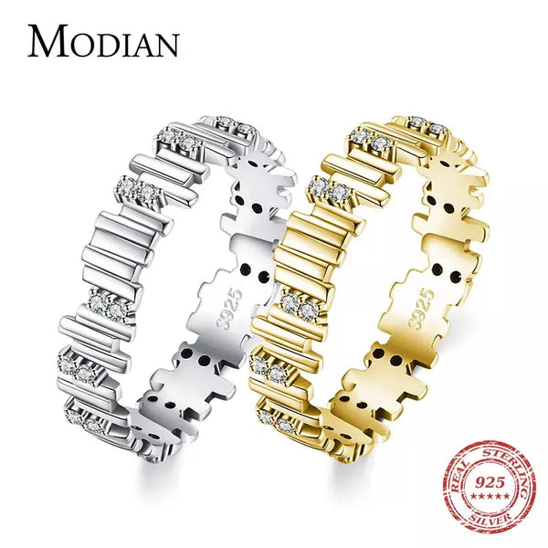 Modian Silver Rings Irregular Geometric Line Art Finger Rings for Women Genuine 925 Sterling Silver Fine Jewelry 2021 New Design Posadas