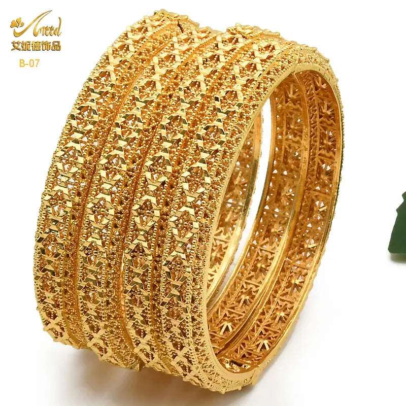 ﻿ANIID Bangles For Women Indian Jewelry Gold Color Bracelets Dubai Designer Wholesale African Brand Luxury Bracelet Moroccan Posadas