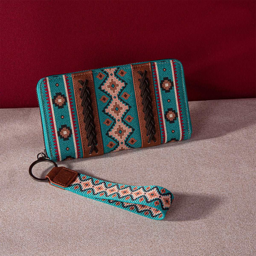 Boho Chic: Vintage Cotton and Linen Hand-Carry Wallet with Printed Bohemian Style and Card Holder